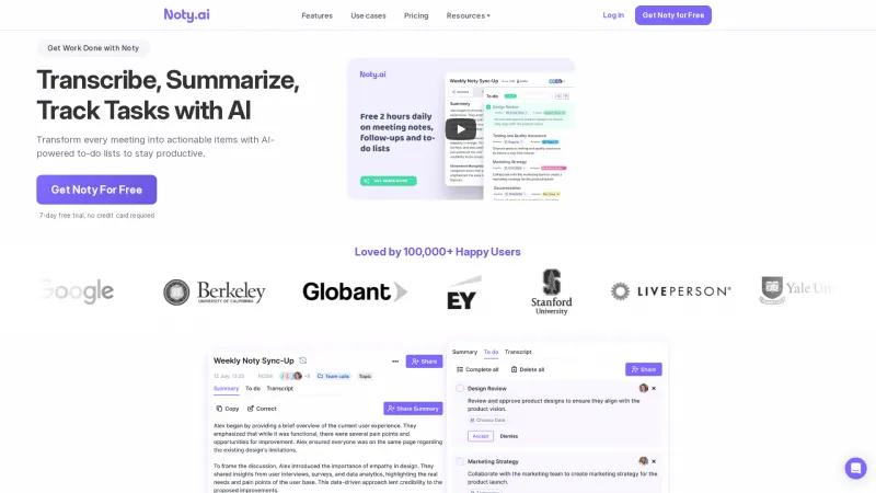 Homepage of noty