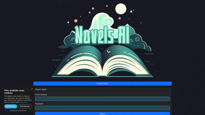 Homepage of novels-ai