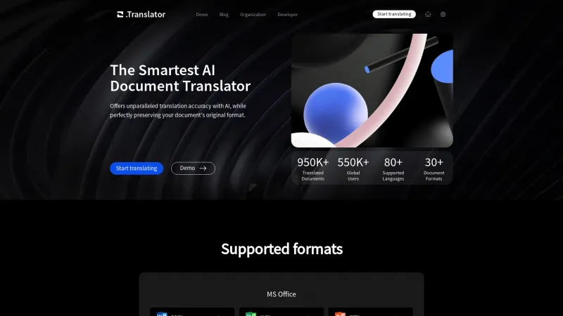 Homepage of officetranslator