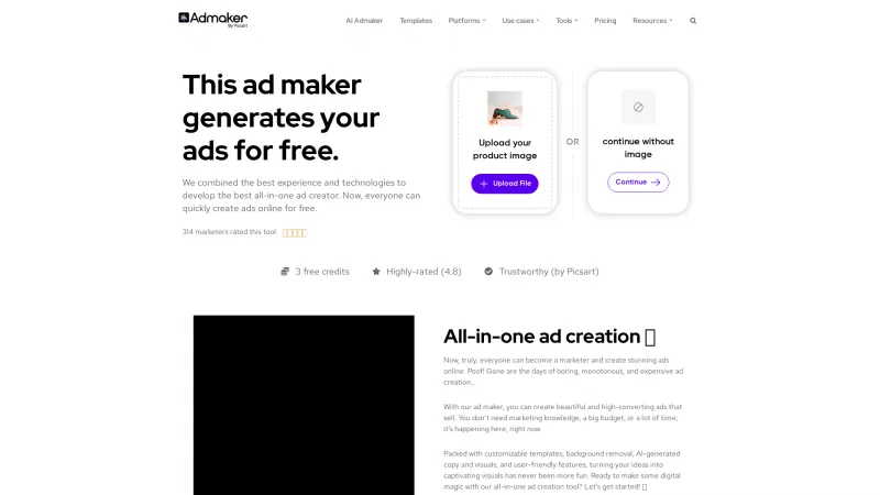 Homepage of onlineadmaker