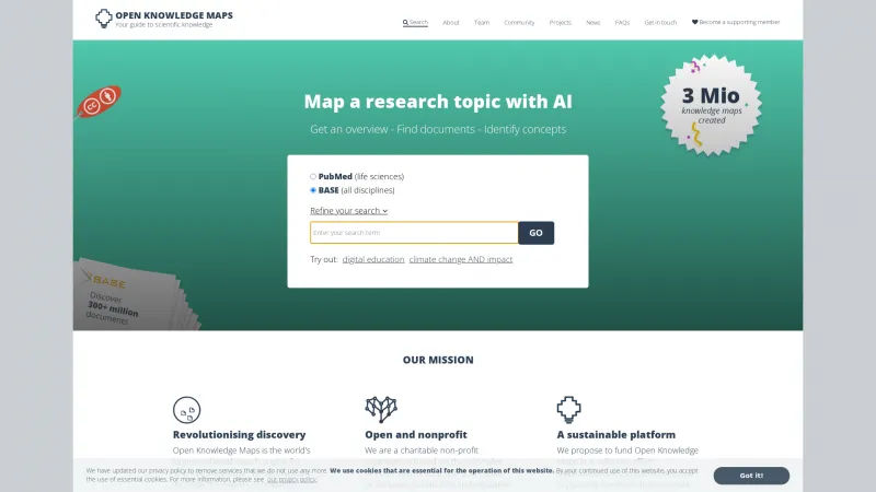 Homepage of openknowledgemaps