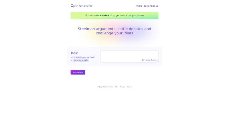 Homepage of opinionate