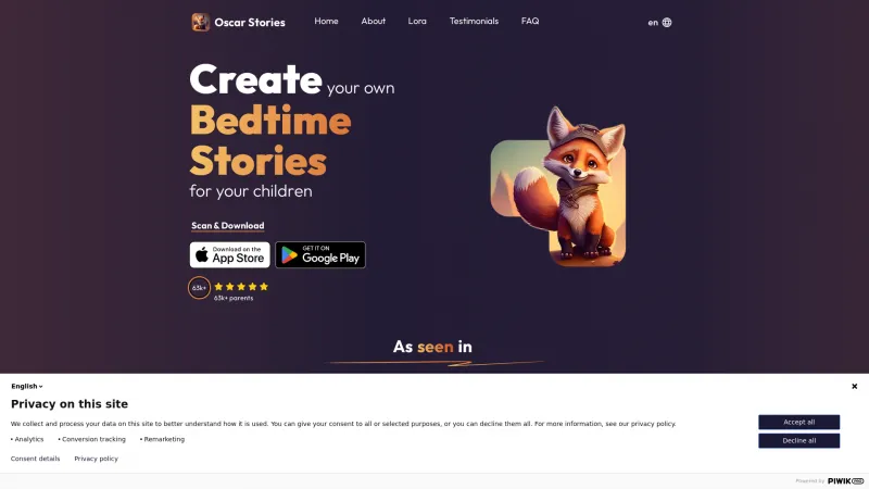 Homepage of oscarstories