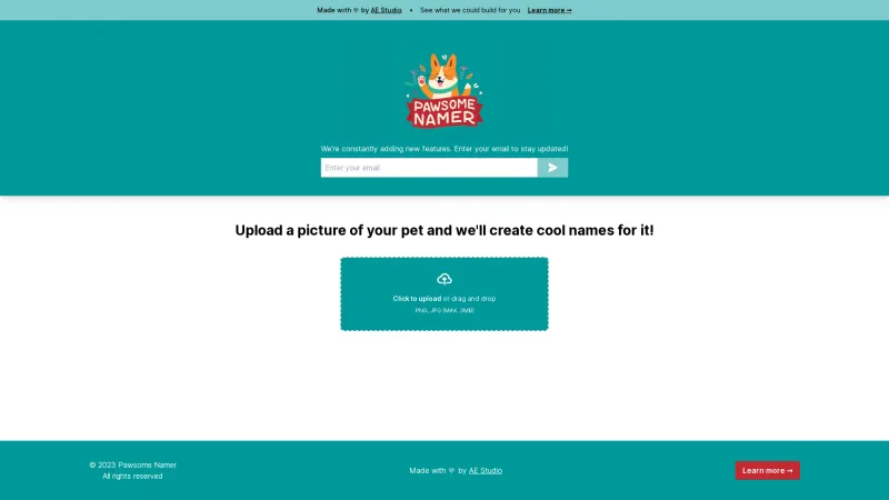 Homepage of pawsomenamer