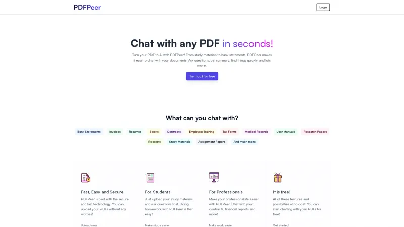 Homepage of pdfpeer