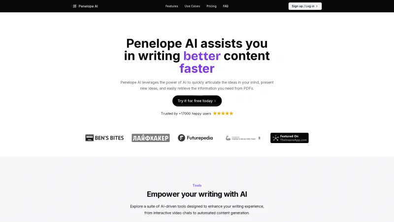 Homepage of penelopeai