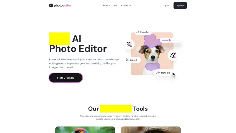 Homepage of photoeditor