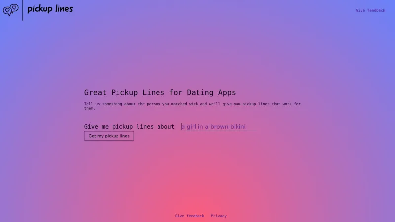 Homepage of pickup-lines