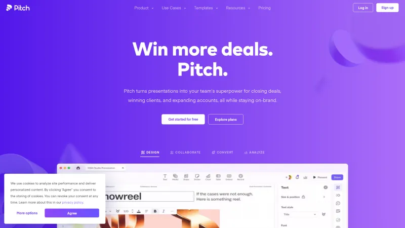 Homepage of pitch