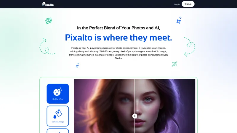 Homepage of pixalto