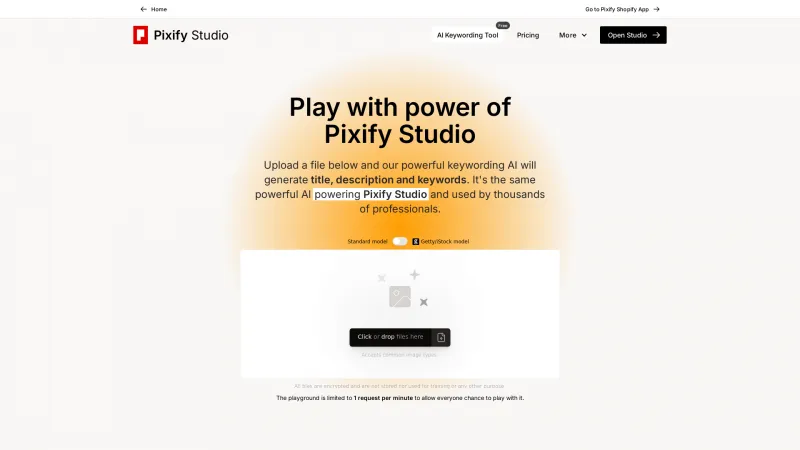 Homepage of pixify