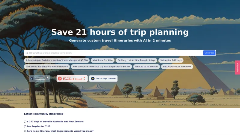 Homepage of plantrips