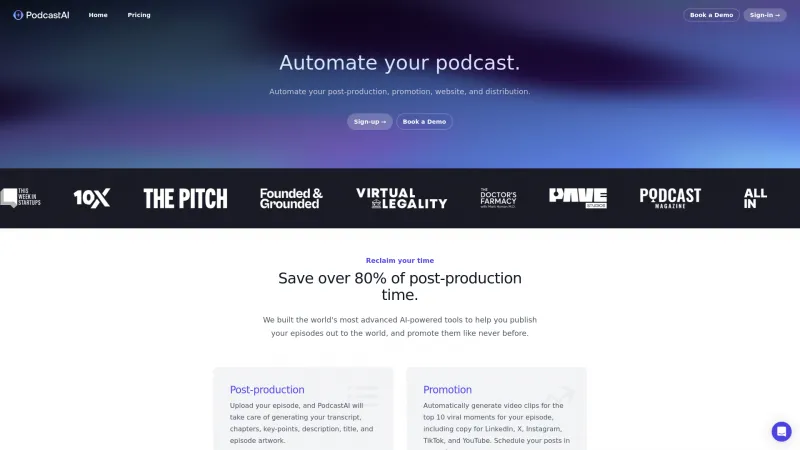 Homepage of podcastai