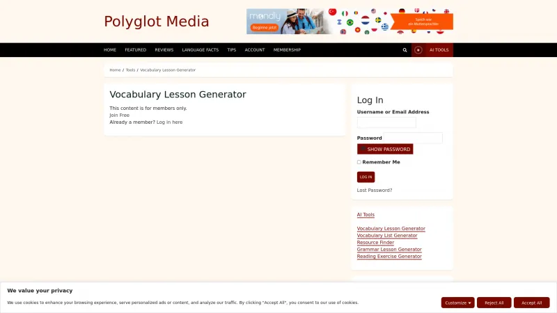 Homepage of polyglotmedia