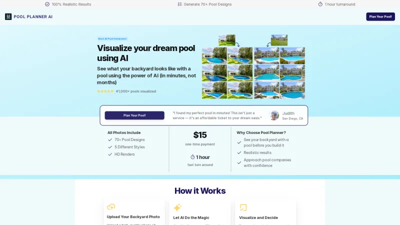 Homepage of poolplannerai