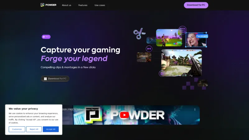 Homepage of powder