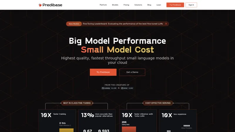 Homepage of predibase