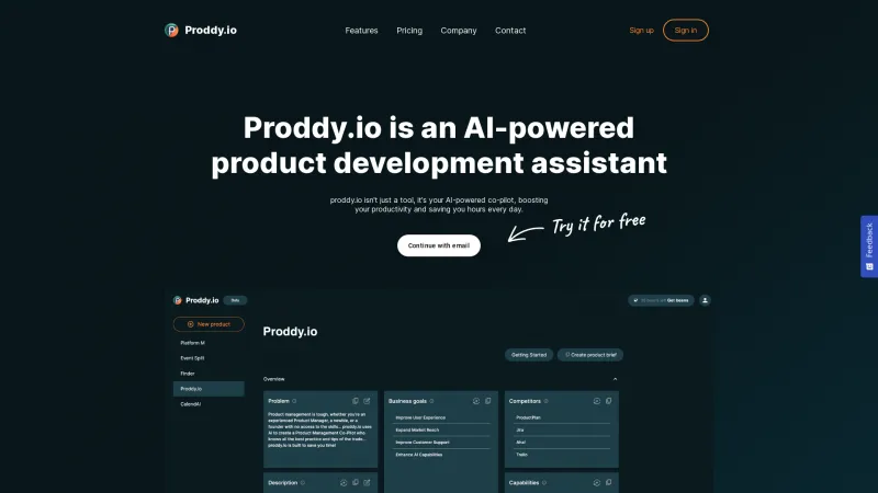 Homepage of proddy