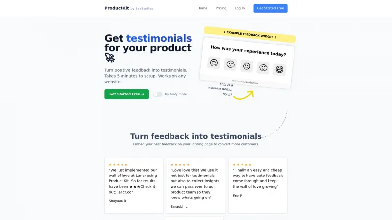 Homepage of productkit