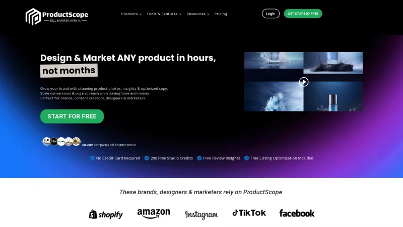 Homepage of productscope