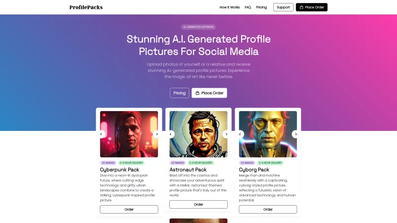 Homepage of profilepacks