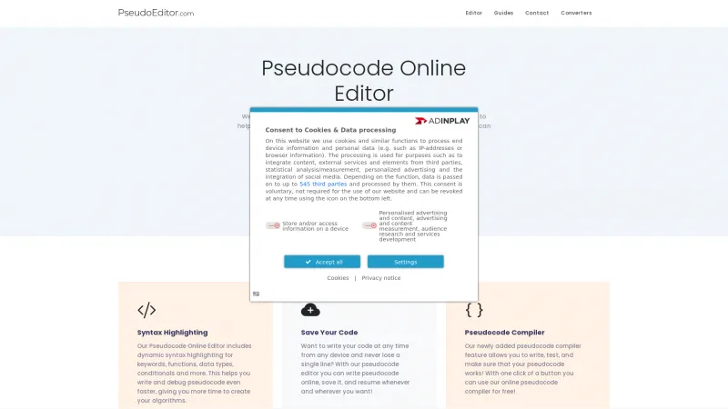 Homepage of pseudoeditor