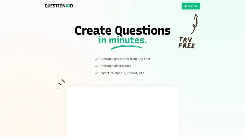 Homepage of question-aid