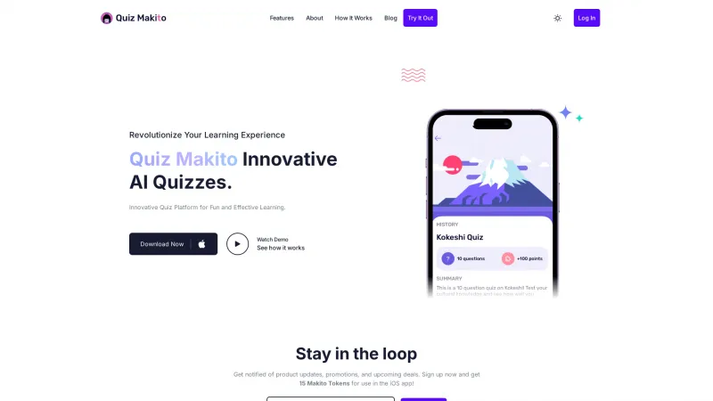 Homepage of quizmakito