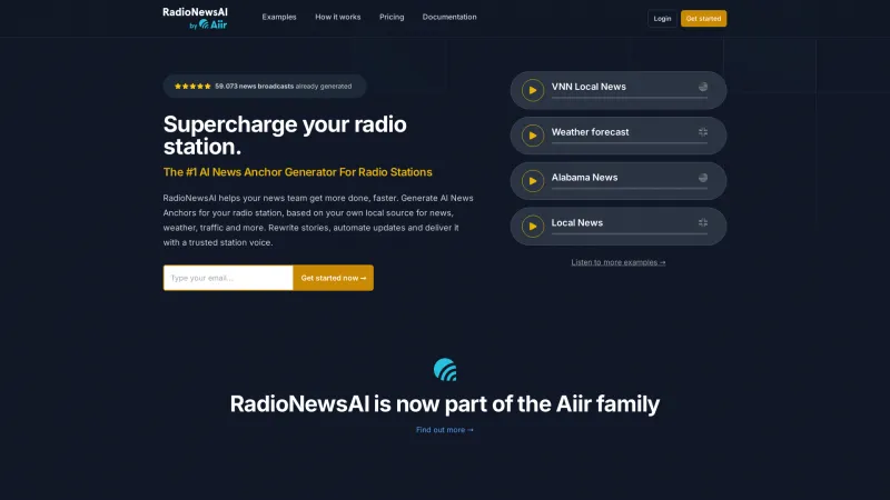 Homepage of radionewsai