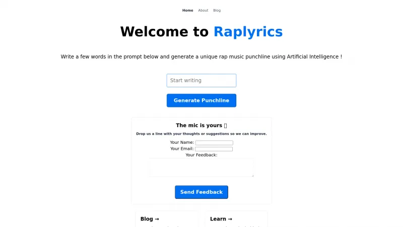 Homepage of raplyrics