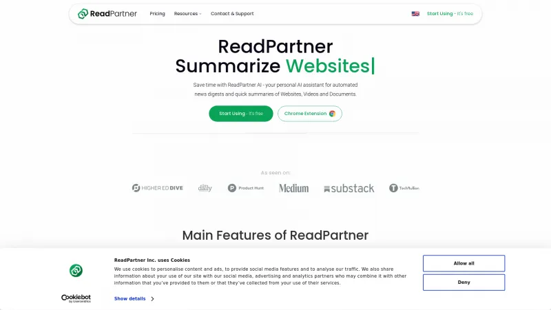 Homepage of readpartner