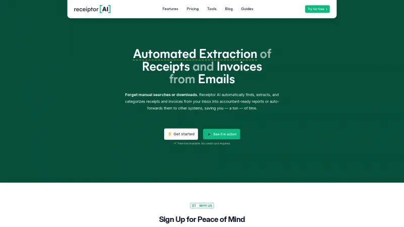 Homepage of receiptor