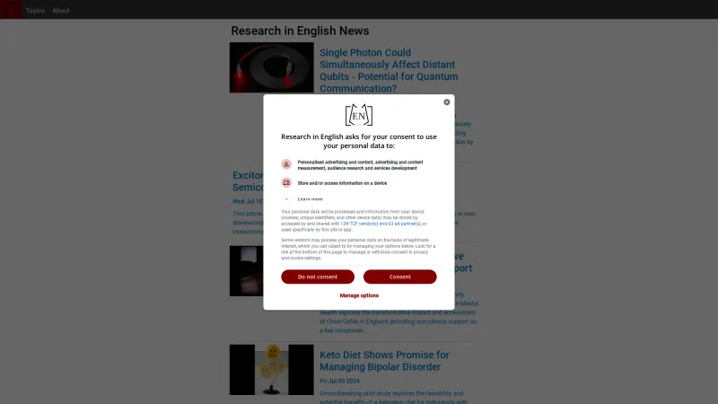 Homepage of researchinenglish