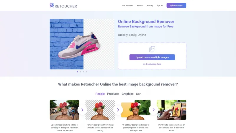 Homepage of retoucher