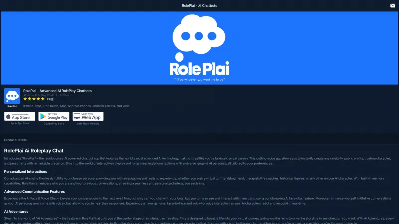 Homepage of roleplai