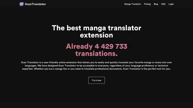 Homepage of scan-translator