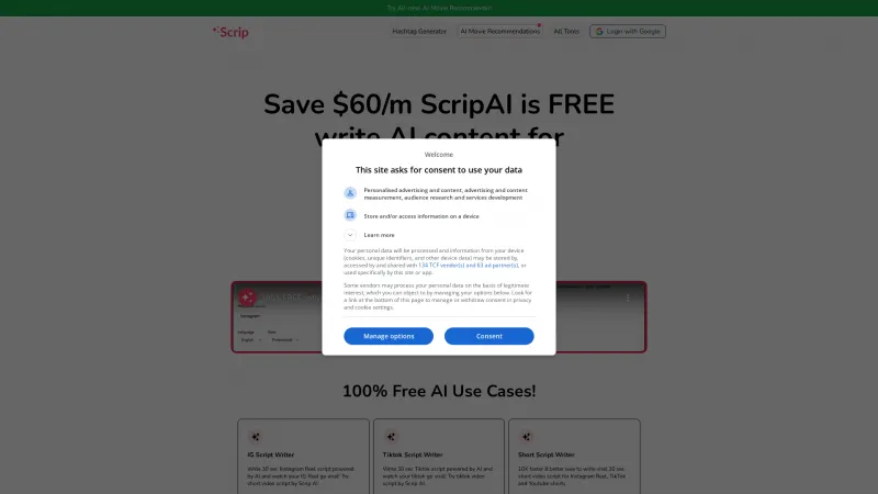 Homepage of scripai