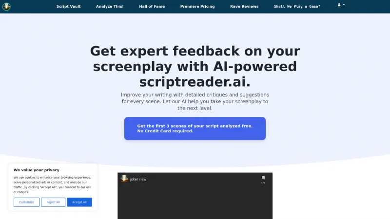 Homepage of scriptreader