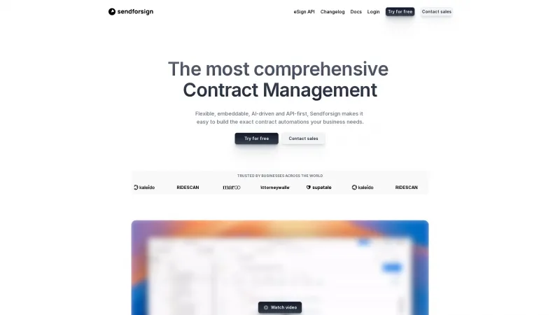 Homepage of sendforsign