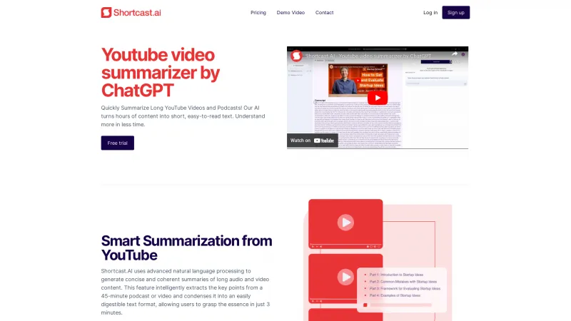 Homepage of shortcast