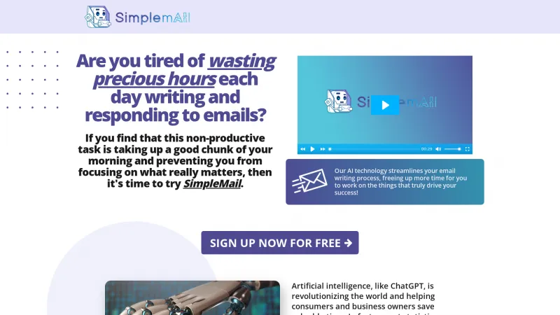 Homepage of simplemail