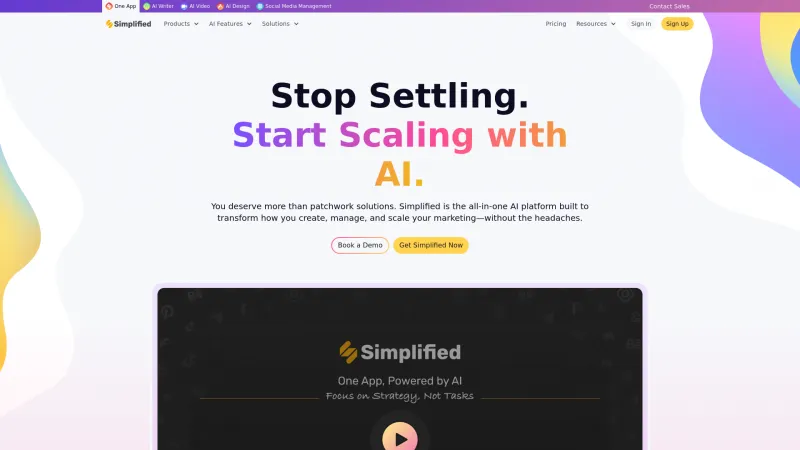 Homepage of simplified