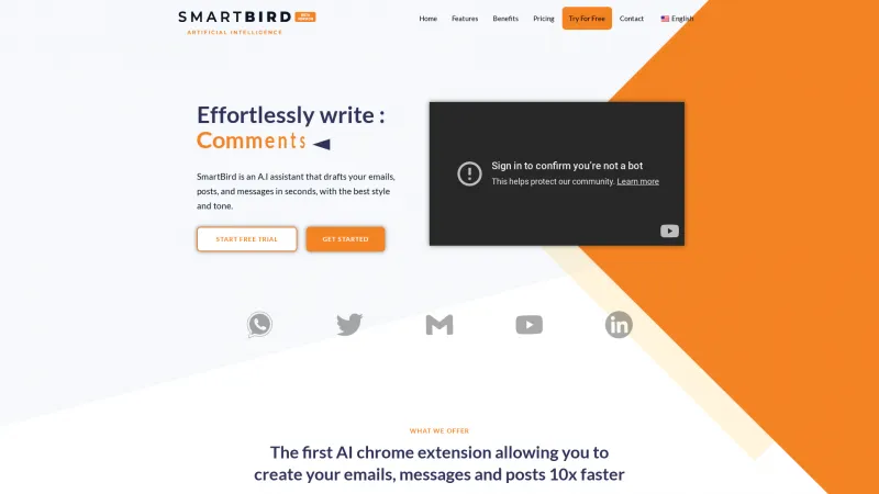 Homepage of smartbird