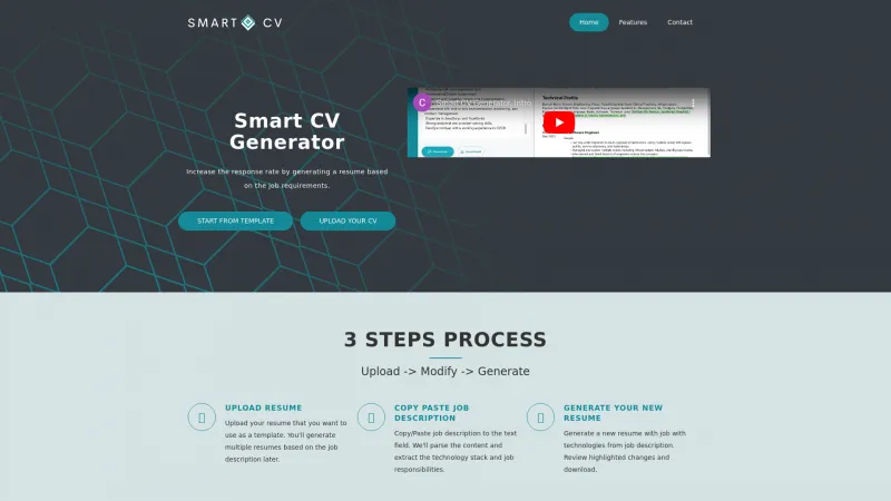 Homepage of smartcv