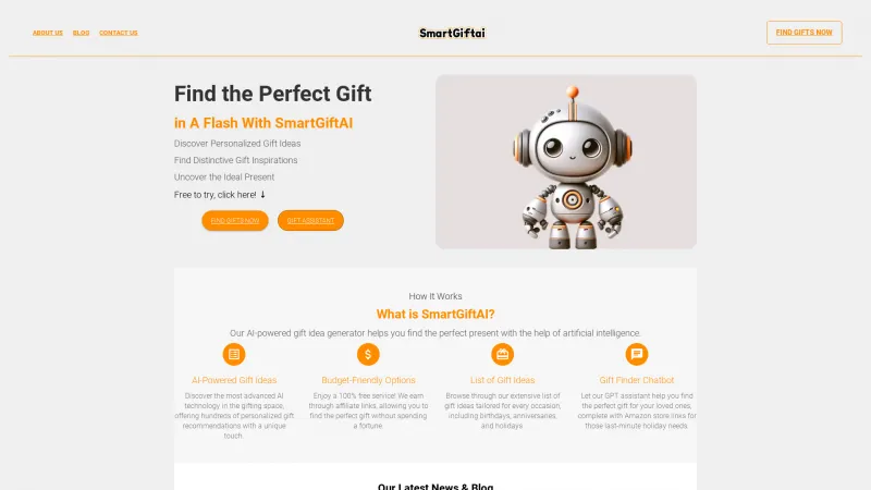 Homepage of smartgiftai