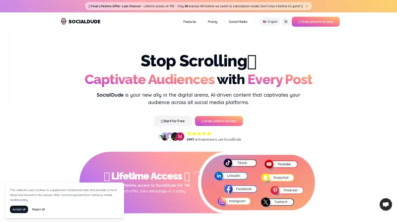 Homepage of socialdude