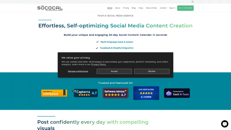 Homepage of sococal