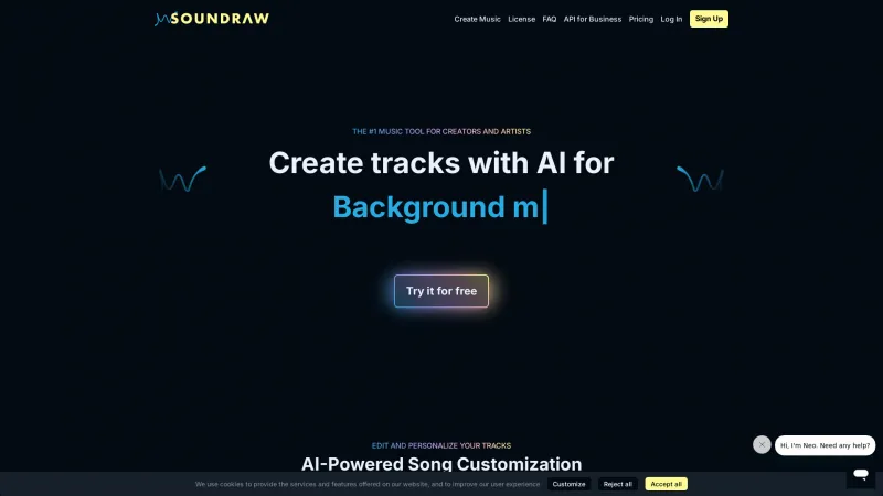 Homepage of soundraw