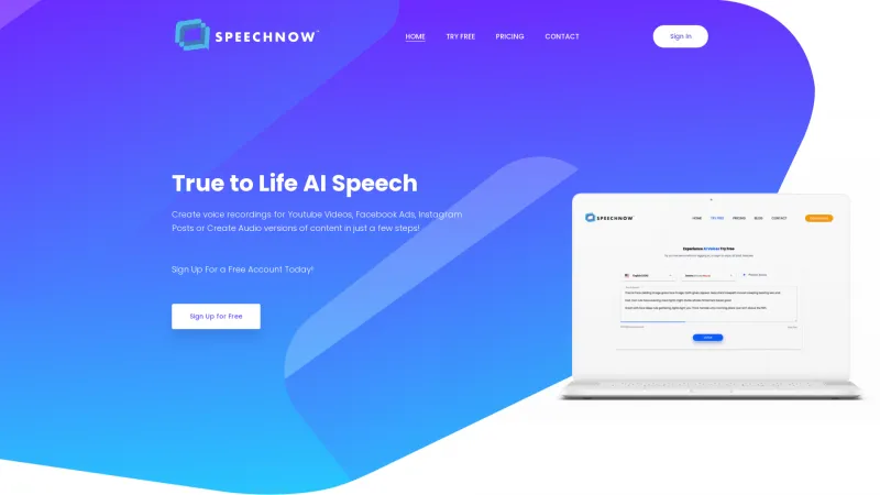 Homepage of speechnow