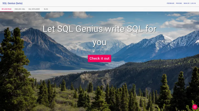 Homepage of sqlgenius